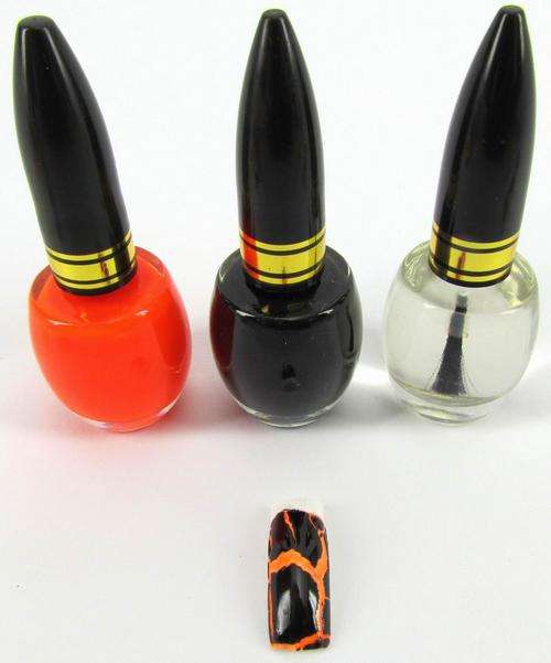 Mijona Black Crackle Nail Polish With Florescent Orange Base