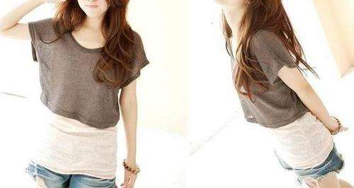 *Fashion Tokyo* Knitting Top with Flora Net Tank Top