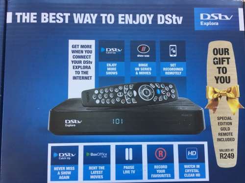DSTV EXPLORA Model 2A with GOLDEN REMOTE. Brand new!