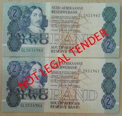 GPC De Kock 3rd ISSUE R2 NOTES - CONSECUTIVE SEQUENCE NUMBERS - GL2831969/70