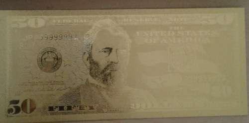 50 US DOLLAR GOLD FOIL BANK NOTE