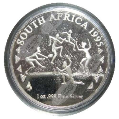 1995 RUGBY WORLD CUP SOUTH AFRICA 1 Oz  PURE SILVER MEDALLION