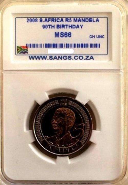 MS66 - 2008 MANDELA 90TH BIRTHDAY R5 - VERY HIGH GRADE COIN