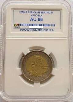 AU55 - 2008 MANDELA R5 - EXTREMELY SCARCE GRADE