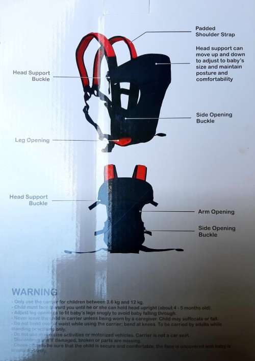 Just Baby - 3 in 1 Baby Carrier Black and Red 3.6 - 12Kg