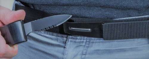 Self Defense Belt Knife - Belt with hidden knife in buckle