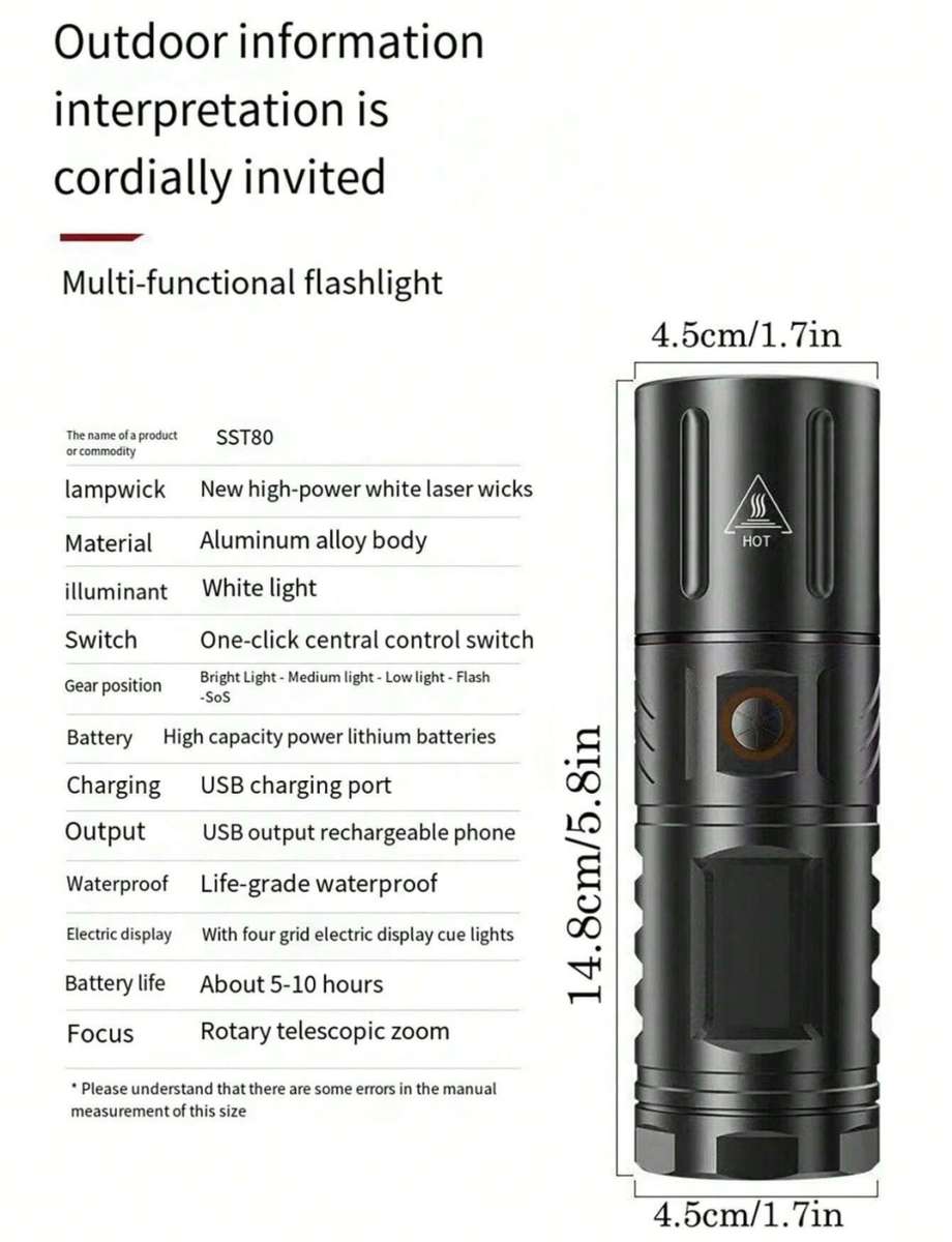 High Lumens Rechargeable Flashlight Ultra bright
