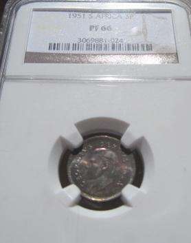 1951 Proof Threepence Graded PF66 by NGC
