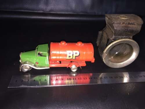 Triang minic pre war petrol tanker and miniature rail way lamp bid for both!!!