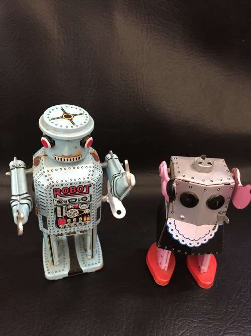 Tin metal wind up robots working bid for both!!!!