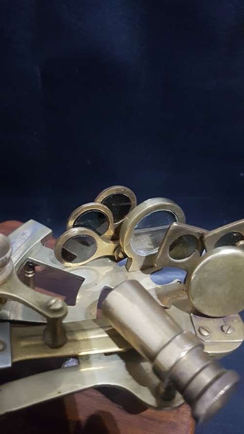 Beautiful nautical brass sextant with solid wooden case!!!!!!!