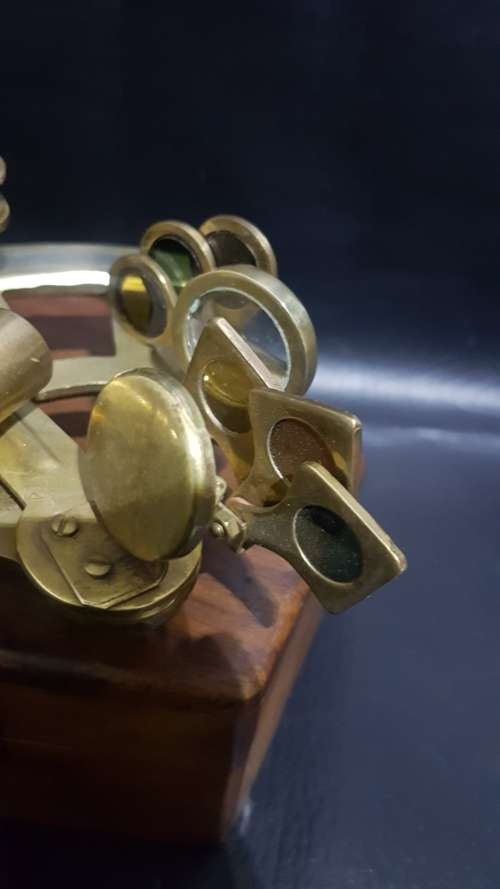 Beautiful nautical brass sextant with solid wooden case!!!!!!!