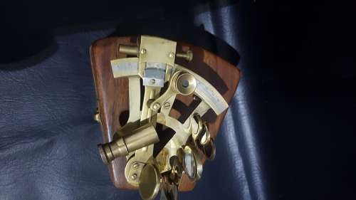 Beautiful nautical brass sextant with solid wooden case!!!!!!!