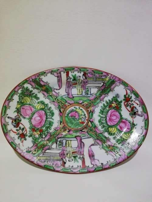 Chinese hand painted ovel plate stamped!!!!!!