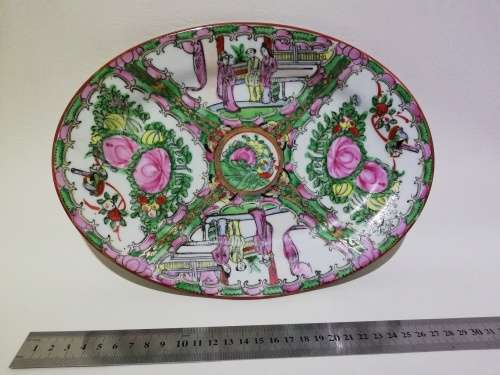 Chinese hand painted ovel plate stamped!!!!!!