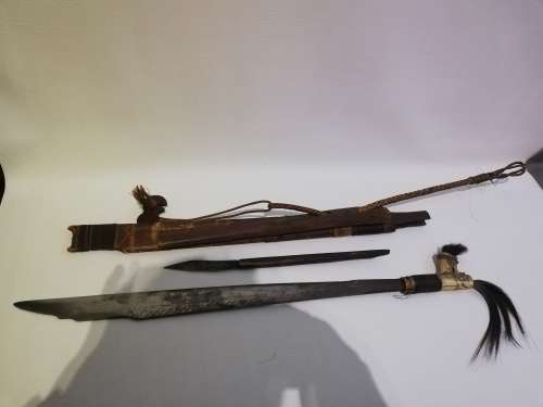 Rare large 68cm in length sword with cover hand carved with smaller knife bid for both!!!!!!