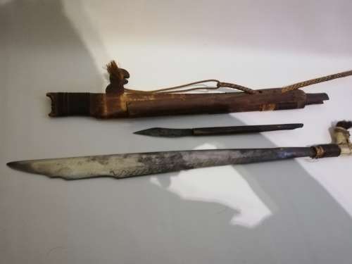 Rare large 68cm in length sword with cover hand carved with smaller knife bid for both!!!!!!