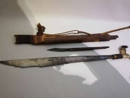 Rare large 68cm in length sword with cover hand carved with smaller knife bid for both!!!!!!