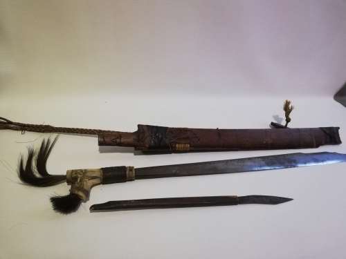 Rare large 68cm in length sword with cover hand carved with smaller knife bid for both!!!!!!