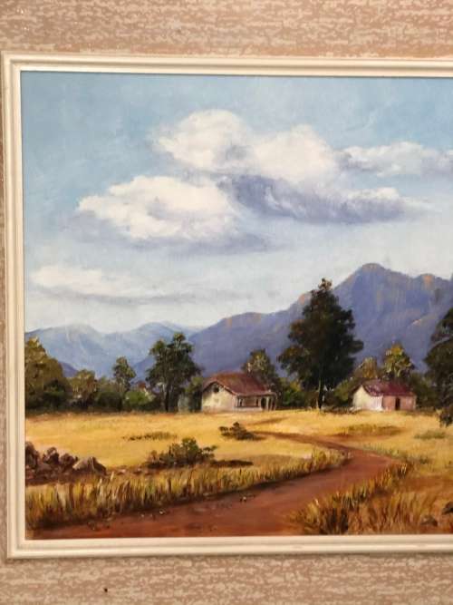 BEAUTIFUL OIL ON BOARD PAINTING SIGNED BY THERESA SCHNUGH 1974 SIZE 73CM X 63CM !!!!!!!