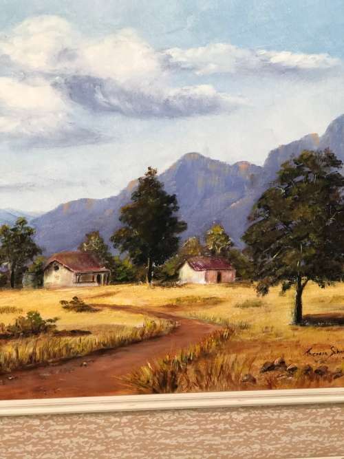 BEAUTIFUL OIL ON BOARD PAINTING SIGNED BY THERESA SCHNUGH 1974 SIZE 73CM X 63CM !!!!!!!