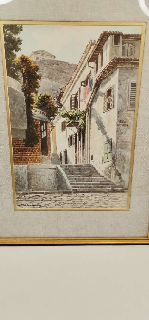Beautiful Original watercolor by DEMETRIUS VASSILIOU SIGNED 70CM C 50CM!!!!!