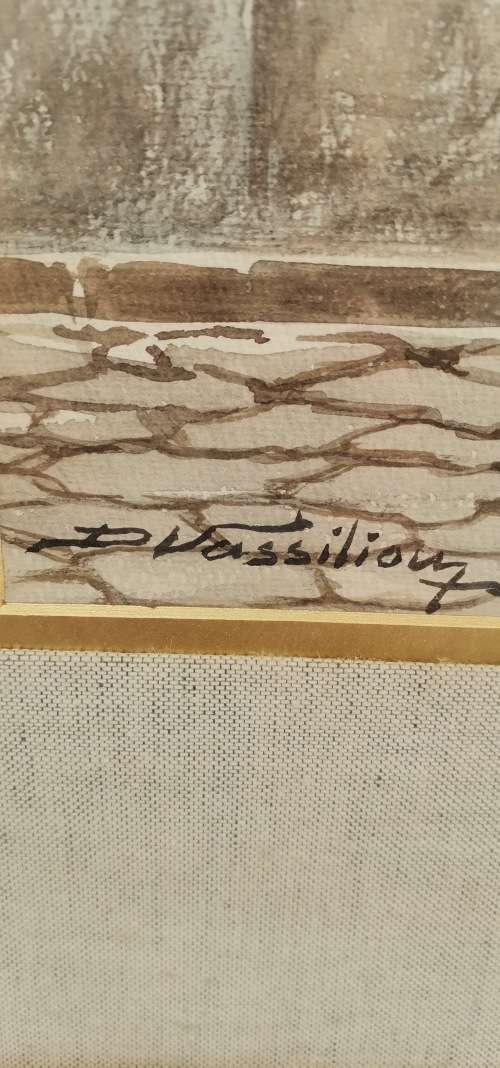 Beautiful Original watercolor by DEMETRIUS VASSILIOU SIGNED 70CM C 50CM!!!!!