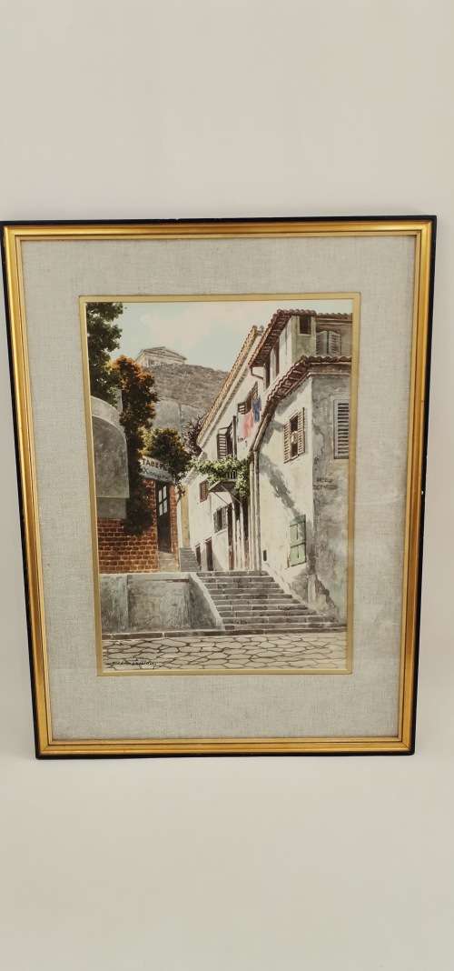 Beautiful Original watercolor by DEMETRIUS VASSILIOU SIGNED 70CM C 50CM!!!!!