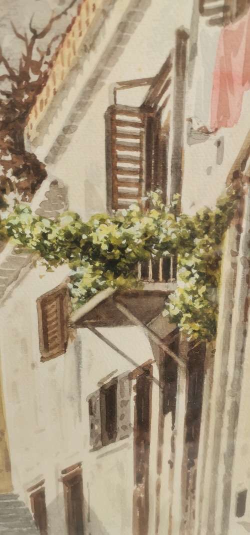 Beautiful Original watercolor by DEMETRIUS VASSILIOU SIGNED 70CM C 50CM!!!!!