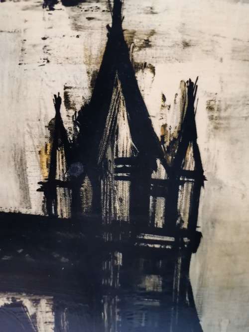 Large because vintage print in wooden frame size 97cm x 69cm