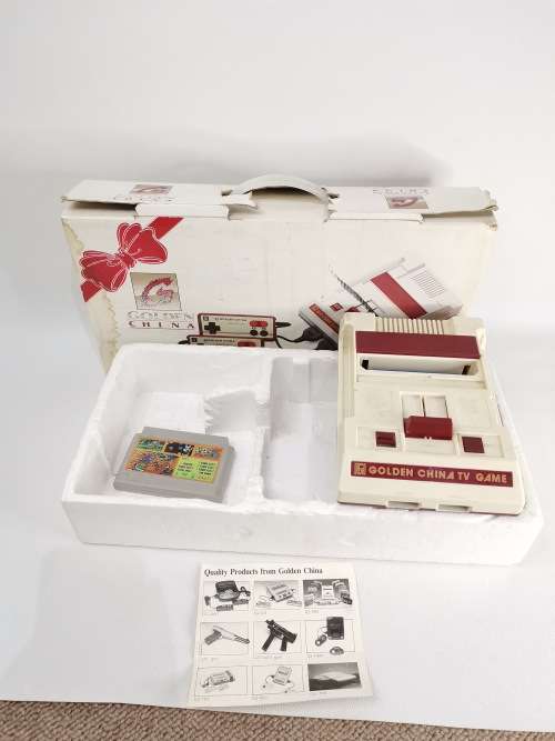 ORIGINAL GOLDEN CHINA TV GAME CONSOLES AMD BOX ONLY WORKING TESTED!!!!
