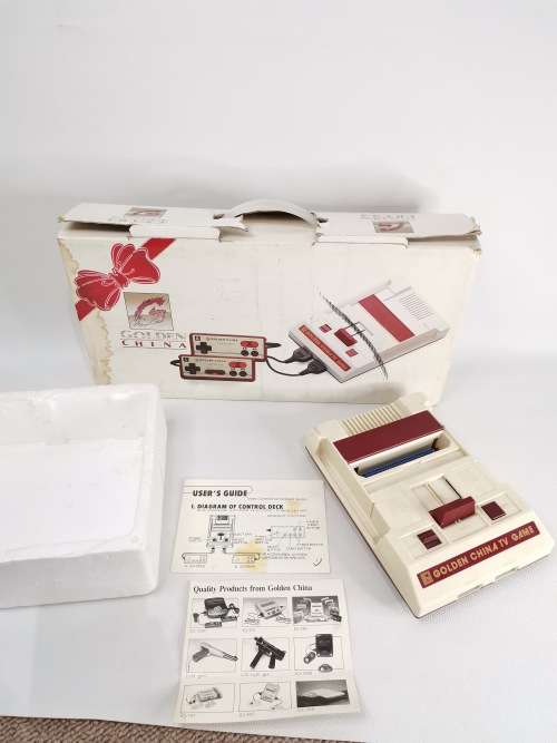 ORIGINAL GOLDEN CHINA TV GAME CONSOLES AMD BOX ONLY WORKING TESTED!!!!