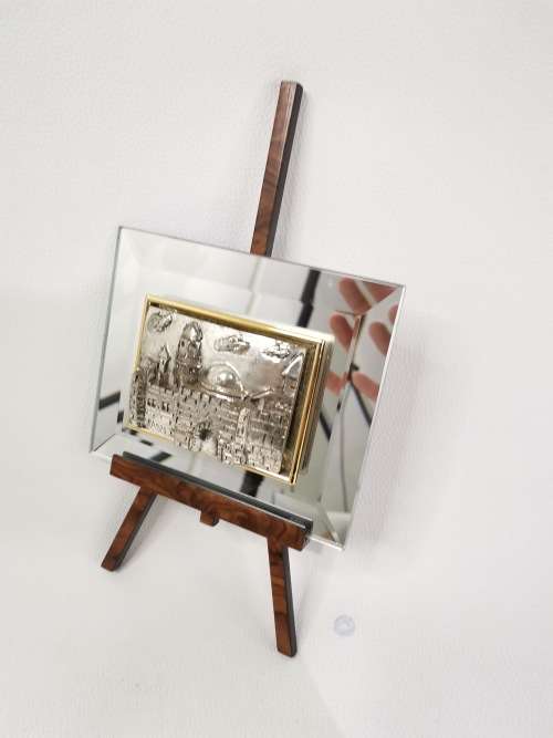 Silver piece made by Israel artist Saad missing one wooden let to stand  up!!!