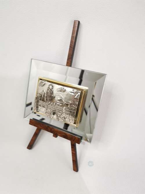 Silver piece made by Israel artist Saad missing one wooden let to stand  up!!!