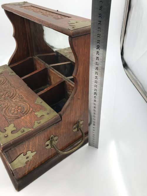 STUNNING LARGE VINTAGE WOODEN AND BRASS BOX 34CM TALL !!!