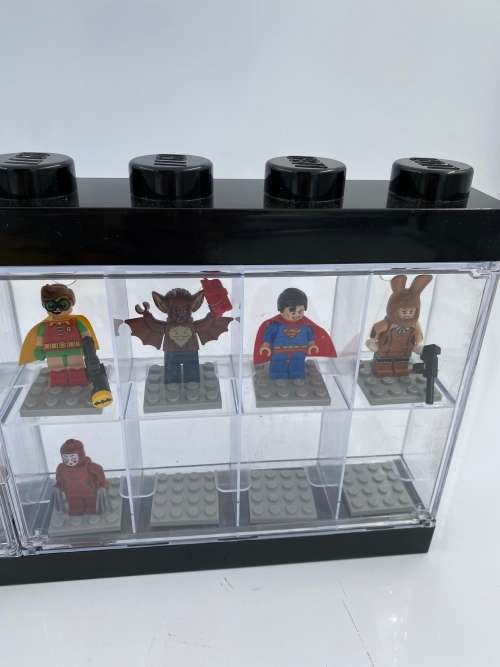 LARGE LEGO DISPLAY CASE WITH COLLECTION OF FIGURES BID FOR ALL !!!!