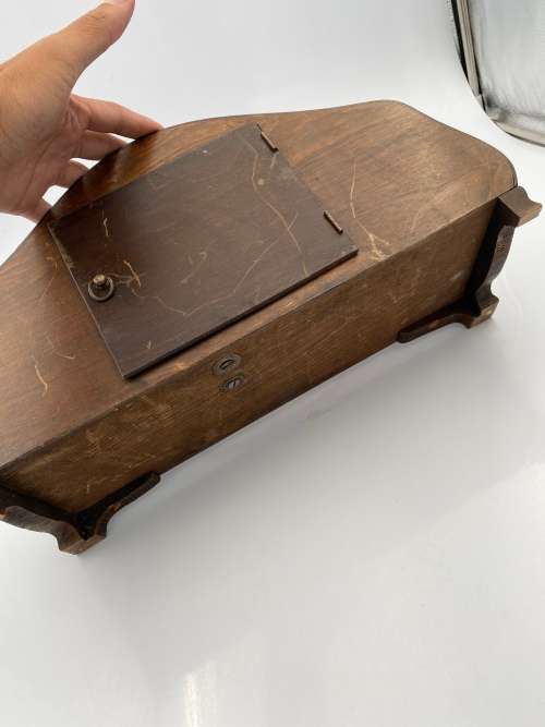 VINTAGE WOODEN CLOVK NOT TESTED 42CM TALL AS SEEN ON PICTURES!!!!