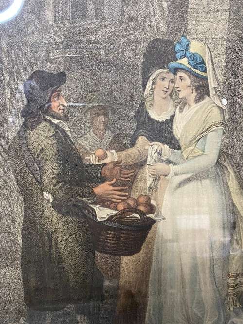 Original 1795 CRIES OF LONDON PLATE NO 3 by Francis Wheatley Hand Colored Engraving !!!!!