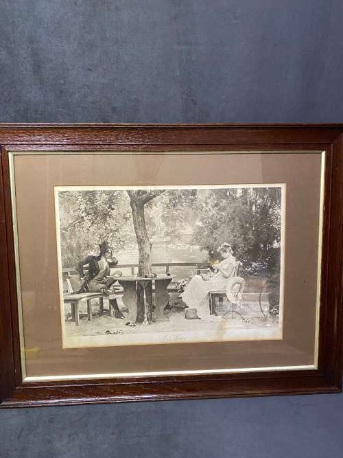 ANTIQUE PRINT MARCUS STONE IN LOVE SIZE 54X 70 CM