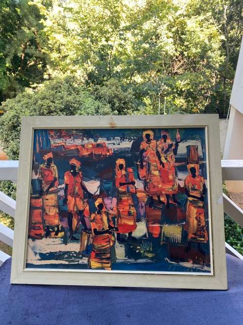 WALTER BATTIS BEAUTIFUL PRINT AFRICAN AFTERNOON SIZE 52CM X 65CM !!!!