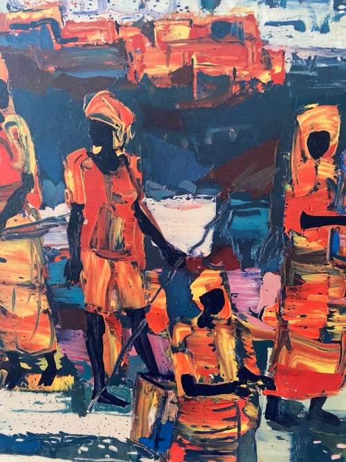 WALTER BATTIS BEAUTIFUL PRINT AFRICAN AFTERNOON SIZE 52CM X 65CM !!!!