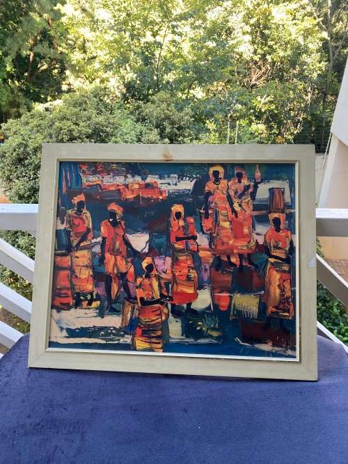 WALTER BATTIS BEAUTIFUL PRINT AFRICAN AFTERNOON SIZE 52CM X 65CM !!!!