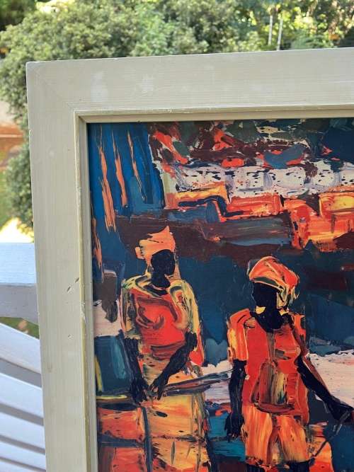 WALTER BATTIS BEAUTIFUL PRINT AFRICAN AFTERNOON SIZE 52CM X 65CM !!!!