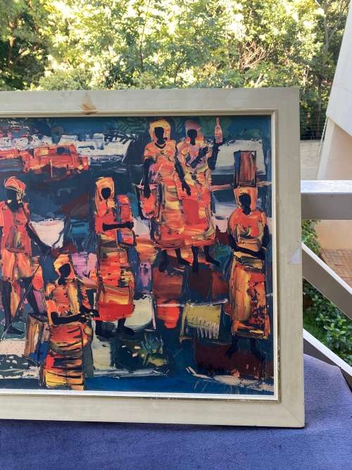 WALTER BATTIS BEAUTIFUL PRINT AFRICAN AFTERNOON SIZE 52CM X 65CM !!!!
