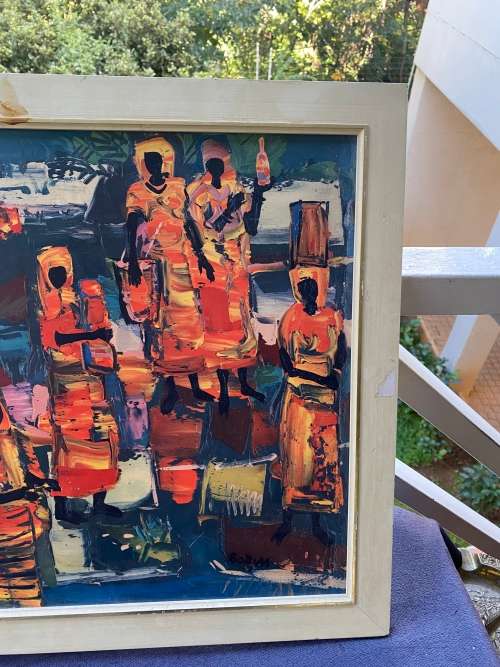 WALTER BATTIS BEAUTIFUL PRINT AFRICAN AFTERNOON SIZE 52CM X 65CM !!!!