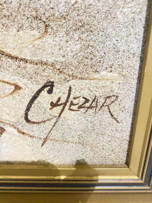 OIL ON BOARD PAINTING SIGNED CHAZAR SIZE 69CM X 38CM !!!