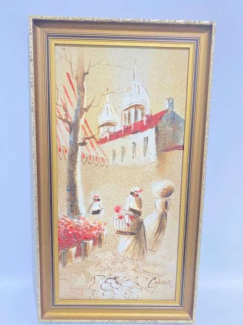 OIL ON BOARD PAINTING SIGNED CHAZAR SIZE 69CM X 38CM !!!