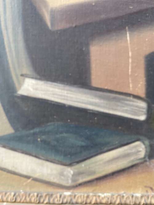 LARGE OIL ON BOARD PAINTING SIZE 59Cm x 82cm damages on pictures!!!!