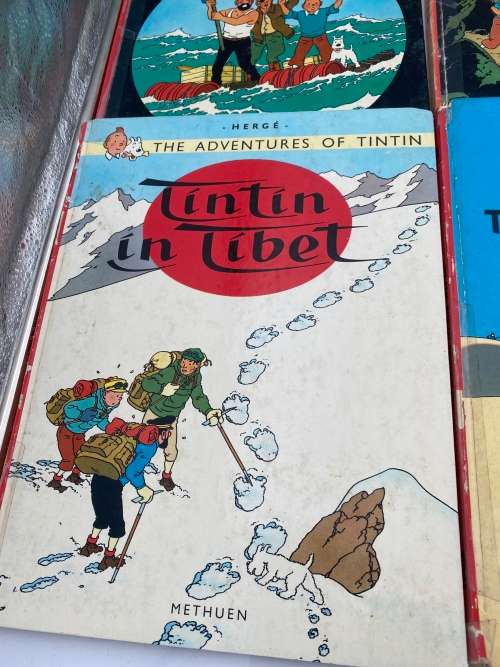 COLLECTION OF VINTAGE TINTIN HARDCOVER BOOKS DAMAGED SHOWN ON PICTURES!!!!
