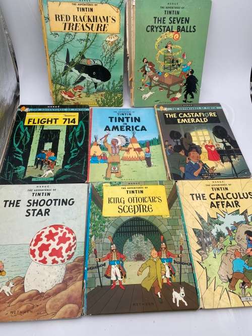 Collection of the adventures of tintin hardcover books spine damaged !!!!